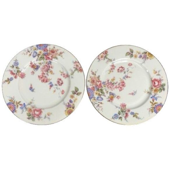 Set of 2 Castleton SUNNYBROOKE Floral Chintz Bone China 8.25" Salad Plates USA - Picture 1 of 9